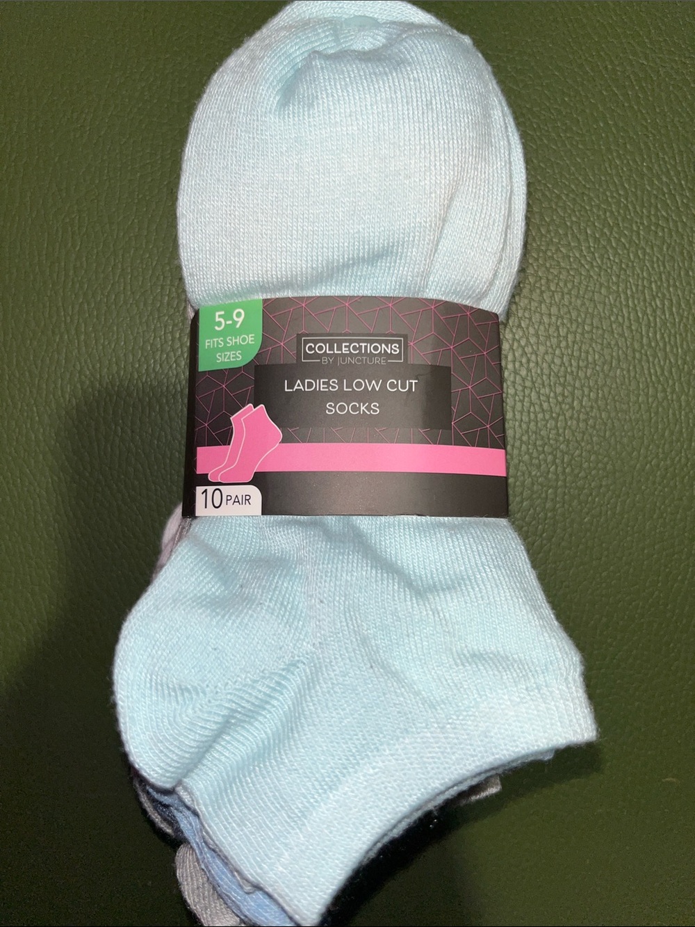 Recollections Light Blue Ladies Low Cut Athletic Socks - 10 Pair
